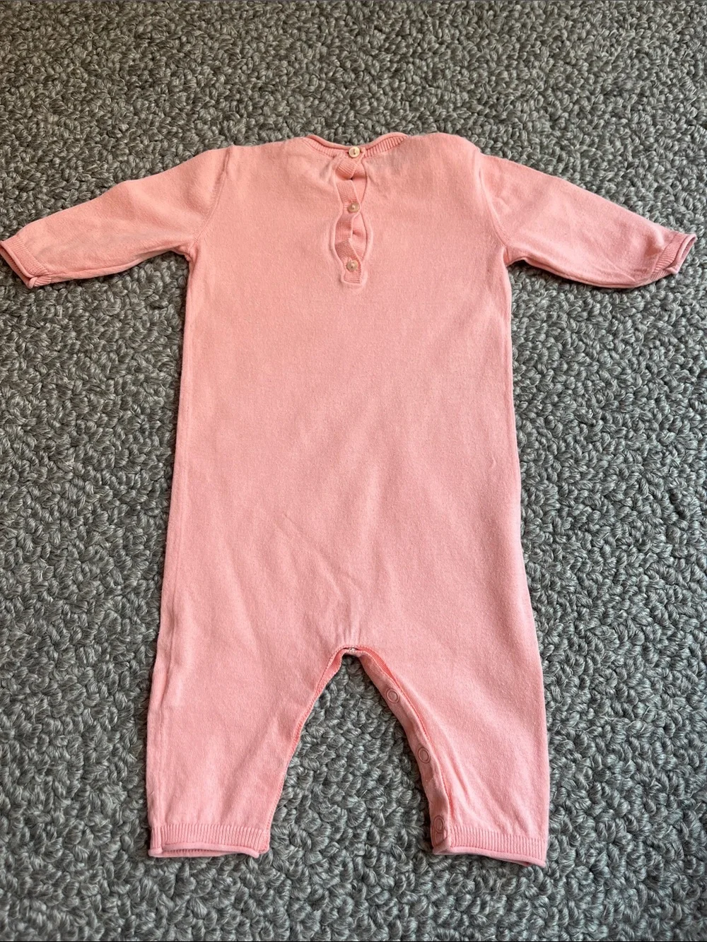 Bonpoint Soft Pink Knit One-Piece with Cherry Detail